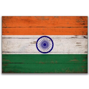 India Flag Canvas Print on Wood handmade sign decor sign print indian wall decor store plaque signs