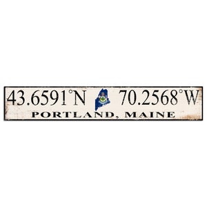 Personalized Latitude Longitude State Shape/Flag On Canvas mounted wood panel Coordinate Sign State Print Wood Decor home decor wall signs