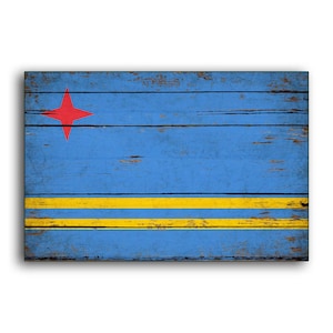 Aruba Flag wood Caribbean Flags Rustic Flags wooden handmade sign decor sign wall decor store plaque signs FREE SHIPPING
