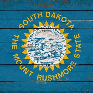 South Dakota Flag State Flags Wood Sign Wooden Giclee Print Handmade ...