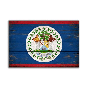 Belize Flag wood Caribbean Flags Rustic Flags wooden handmade sign decor sign wall decor store plaque signs