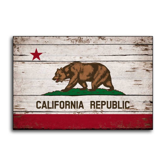 California Wood Flag Flags Rustic Flags Wooden Handmade Sign Etsy