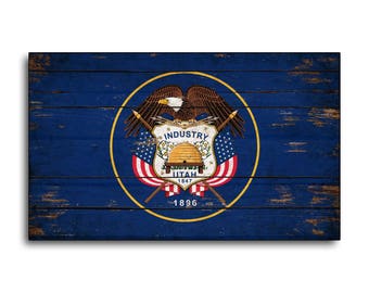 Utah State Flag wood Flag Flags wooden handmade Home Wall Decor print printed sign decor sign wall FREE SHIPPING