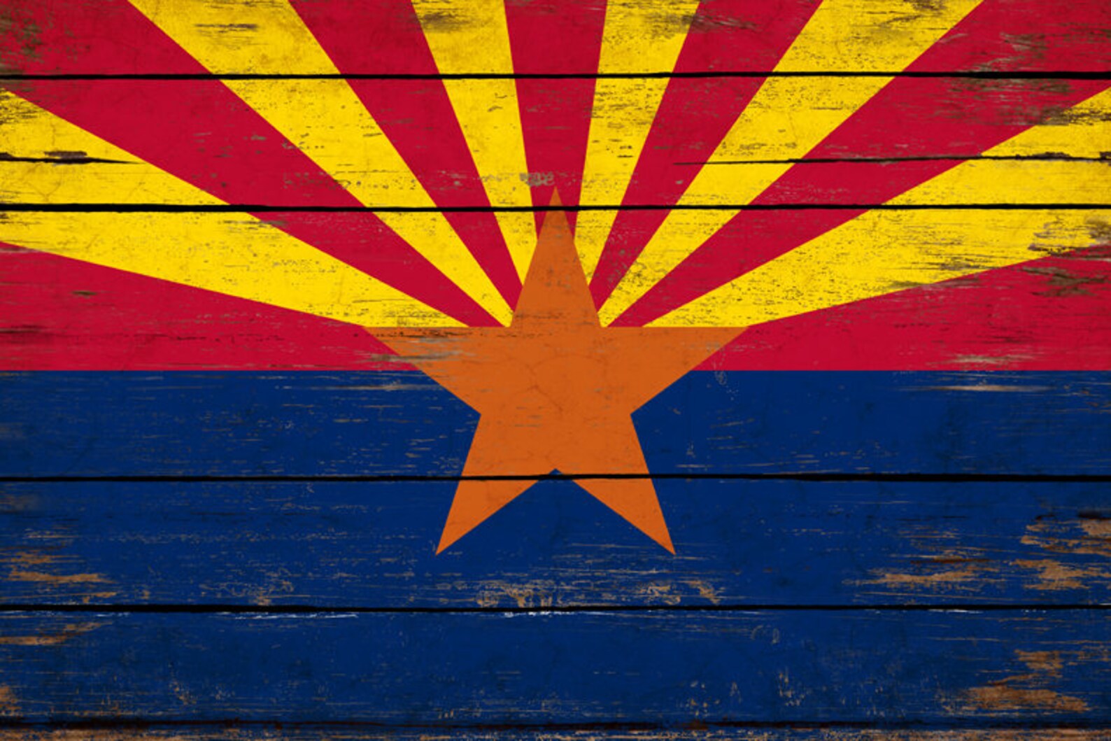 Arizona Wood Flag Flags Rustic Flags the Copper State Phoenix Etsy