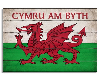 Walisische Flagge Vinyl-Aufkleber 'Cymru Am Byth' – 18x4 Cm, Wetterfest & Selbstklebend