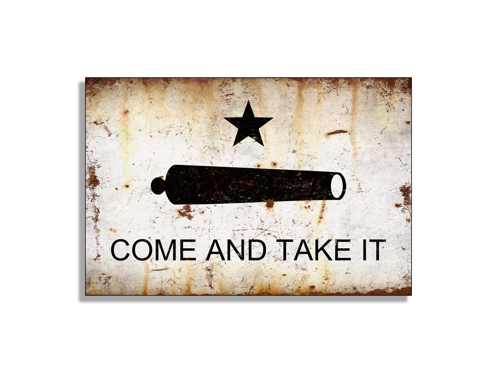 Come and Take It Rusty Finish Flag Canvas Print on Wood Texas Alamo ...