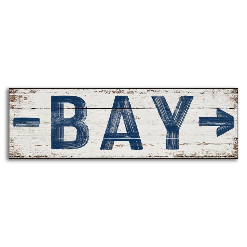 Bay Arrow Canvas Print on Wood Sign Wooden Print Decor Wall Decor Store ...