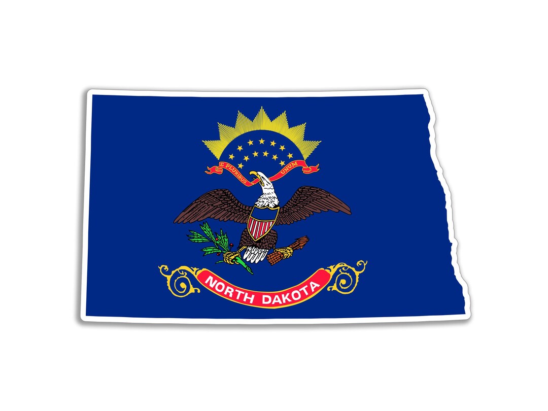 North Dakota Sticker Flag State Flag Shape Printed Vinyl Decal Decals ...