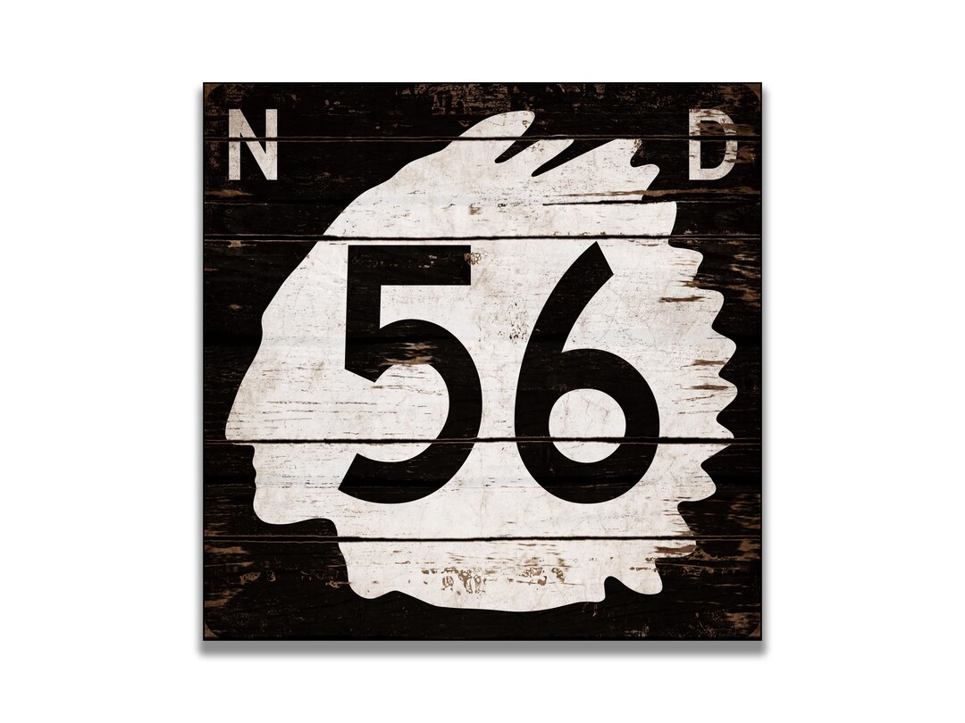 North Dakota Route 56 Sign Canvas on Wood Plaque Handmade Decor Wall ...