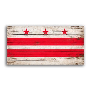 Washington D.C. DC canvas on wood Flag Sign Flags wooden District of Columbia Home Wall Decor print printed sign decor sign wall signs