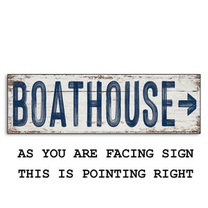 BOATHOUSE Arrow wooden canvas mounted sign wood wooden print decor wall decor store cottage signs