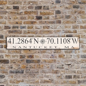Customized Latitude Longitude On Canvas mounted wood panel Coordinate Sign Nautical Compass Print Wood Decor handmade home decor wall signs