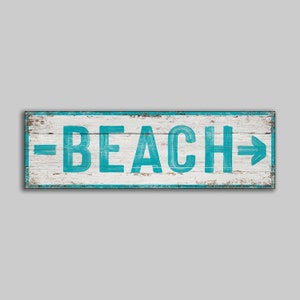 Beach Arrow wooden canvas mounted sign wood wooden print decor wall  Plaque decor store cottage signs