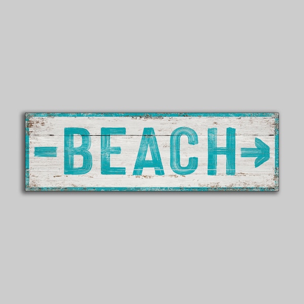 Beach Arrow wooden canvas mounted sign wood wooden print decor wall  Plaque decor store cottage signs