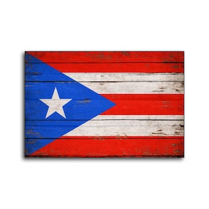 Puerto Rico canvas on wood Flag Puerto Rican Bandera Flags Rustic Flags wooden handmade sign Print decor sign wall decor store cottage signs