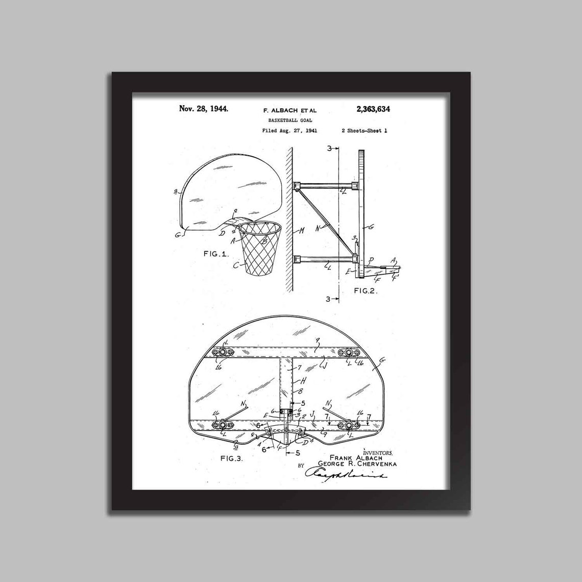 Basketball Goal Patent Basketball Net Art Print Illustration Etsy