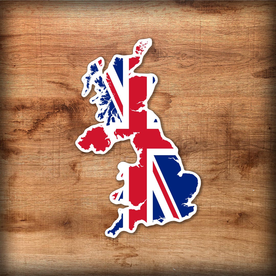 Great Britain Sticker Island Flag Shape Word Art Printed Vinyl Decal ...