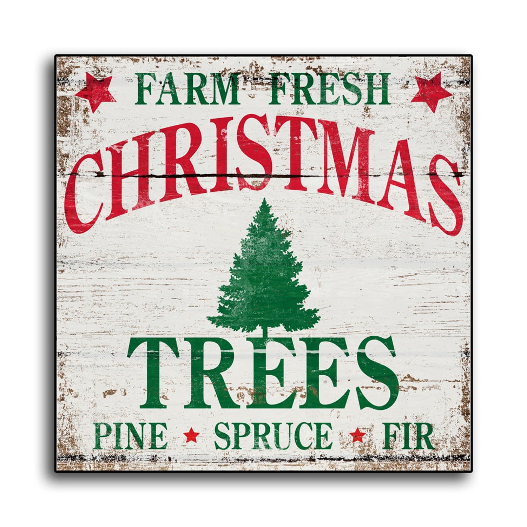 Christmas Tree Wood Sign Farm Fresh Merry Xmas Tree Farm Trees Holiday