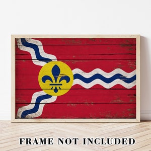 St. Louis Flag Print Distressed Wood Effect Matte Finish Canvas Print ...