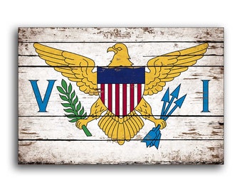 U.S. Virgin Islands Flag wood Caribbean Flags Rustic Flags wooden handmade sign decor sign wall decor store plaque signs
