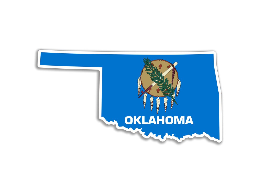Oklahoma Sticker Flag State Flag Shape Printed Vinyl Decal Decals OK ...