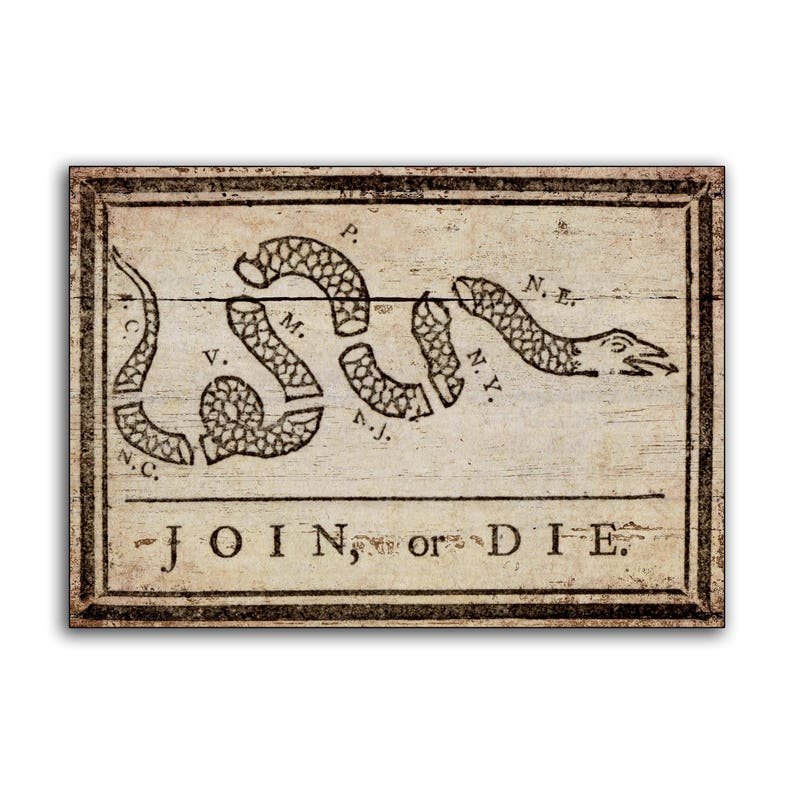 Join or Die Benjamin Franklin wood snake Sign Flags wooden Home Wall Decor print printed sign decor plaque sign wall signs