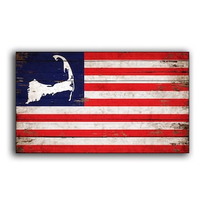 Cape Cod USA Canvas Print On Wood Flag Sign Nantucket Flags wooden Rhode Island Home Wall Decor print printed sign decor wall signs