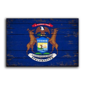 Michigan Wood Flag Flags Rustic Flags Wooden Handmade Sign Sign Printed ...