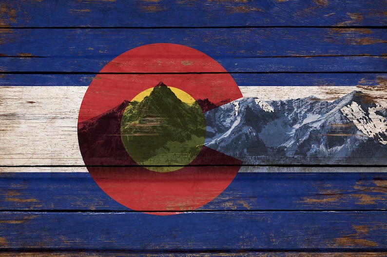 Colorado Mountains Wood Flag Flags Rustic Flags Wooden Etsy