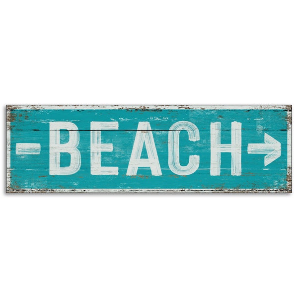 Beach Arrow wooden canvas mounted sign wood wooden print decor wall  Plaque decor store cottage signs