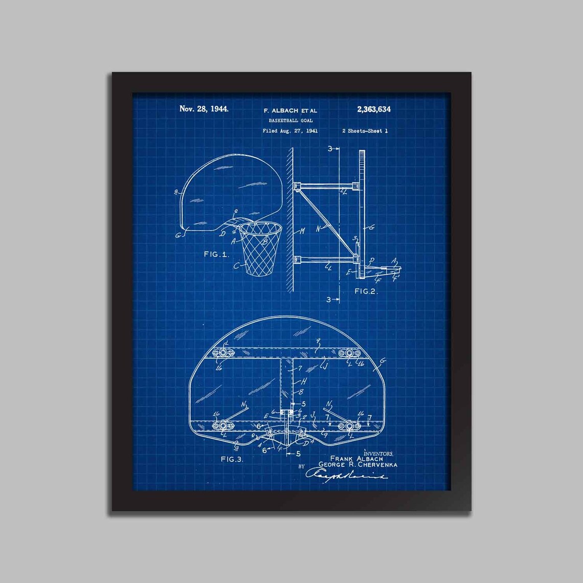 Basketball Goal Patent Basketball Net Art Print Illustration Etsy