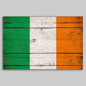 Ireland canvas on wood Flag Sign Distressed Irish Flags wooden Home Wall Decor print printed sign decor sign wall signs