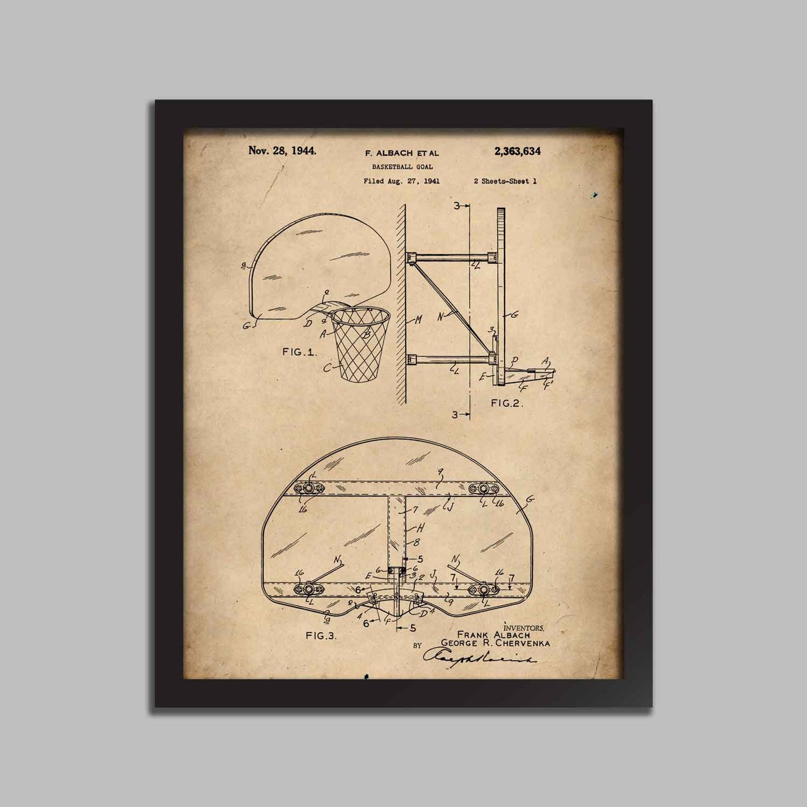 Basketball Goal Patent Basketball Net Art Print Illustration Etsy