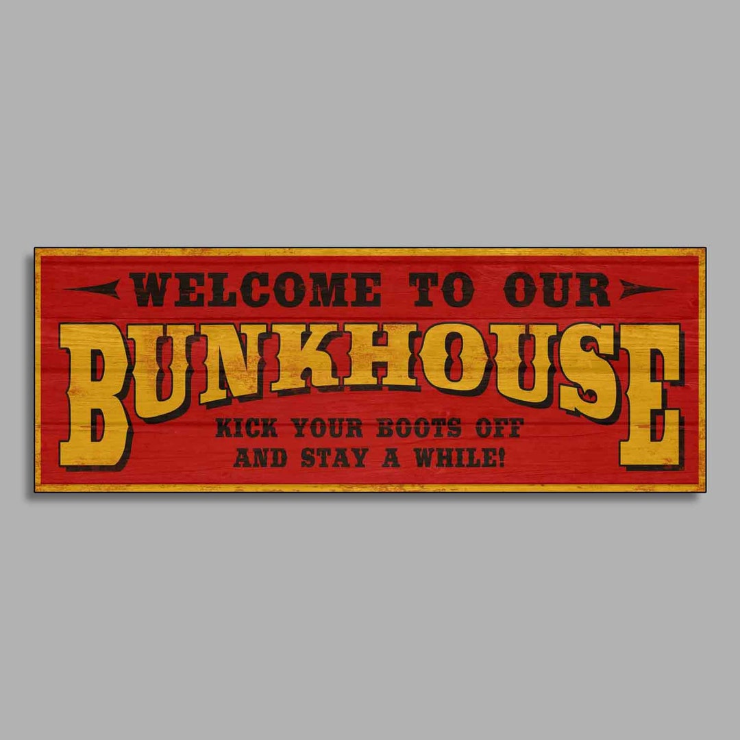 Bunkhouse Canvas on Wood Sign Wooden Home Wall Decor Print