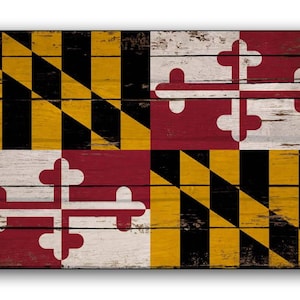 Maryland wood Flag Flags Rustic Flags wooden handmade canvas sign Colorful plaque Free State decor wall decor store cottage signs