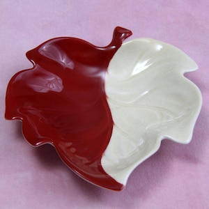 Collectible Leaf Shaped Carlton Ware Dish Wine and Cream Vintage Australian Design Made in England