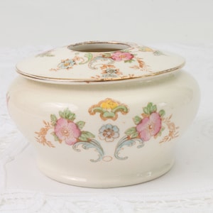 Antique Crown Devon Devon Ware Fieldings Potpourri Pot and Dressing Table Tray Early 20th Century Hand Painted