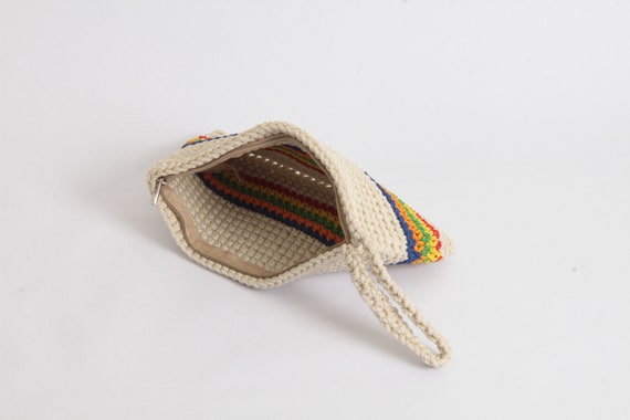 1960's Crochet Clutch Bag With Rainbow Stripe, Ga… - image 4