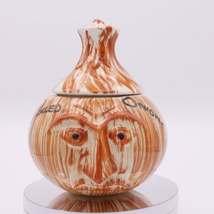 Vintage Retro Pickled Onion Jar, Crying Face, Novelty Rustic Pot, 1960&#39;s, England