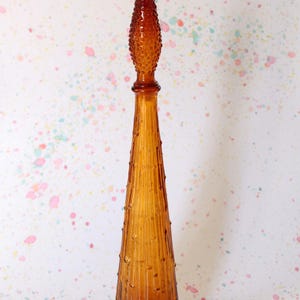 1960&#39;s Empoli Amber Glass Genie Bottle, Mid Century Modern, Made in Italy