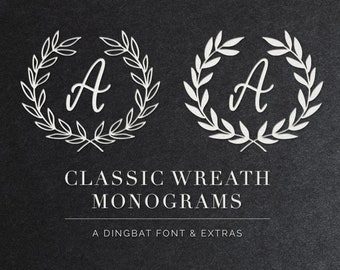 Monogram Font - Wreath Monogram - Monogram Font SVG - Monogram Font SVG Files - Wreath Monogram SVG - Monogram Fonts for Cricut Silhouette