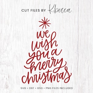 Wij wensen je een vrolijk kerstfeest SVG, kerstboom SVG, Christmas Songtekst Svg, gesneden bestanden voor silhouet en Cricut, commercieel gebruik