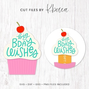 Cupcake Geburtstagsgeschenk Kartenhalter SVG, DIY Geburtstagskarte, Cupcake Geldhalter, Geburtstag Kartendateien für Cricut und Silhouette