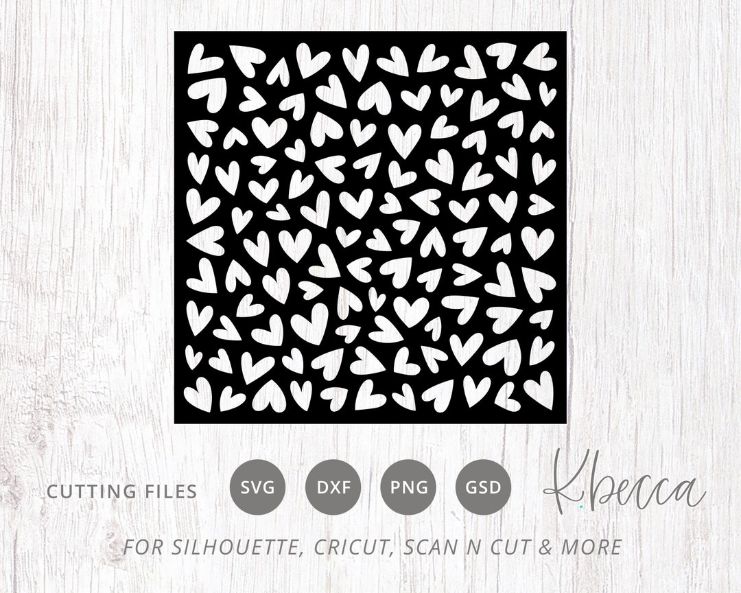 Hearts Stencil SVG, Heart Stencil Cut File, Hearts Pattern Stencil ...