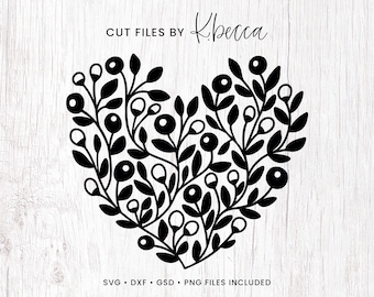 Heart SVG Cut File, Hand Drawn Heart SVG, Floral Heart Cut File, Valentine's Day Heart, SVG for Cricut, Heart Svg, Commercial Use