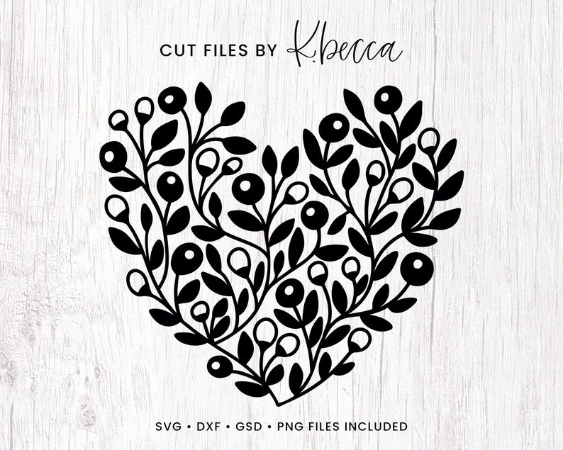 Heart SVG Cut File, Hand Drawn Heart SVG, Floral Heart Cut File ...