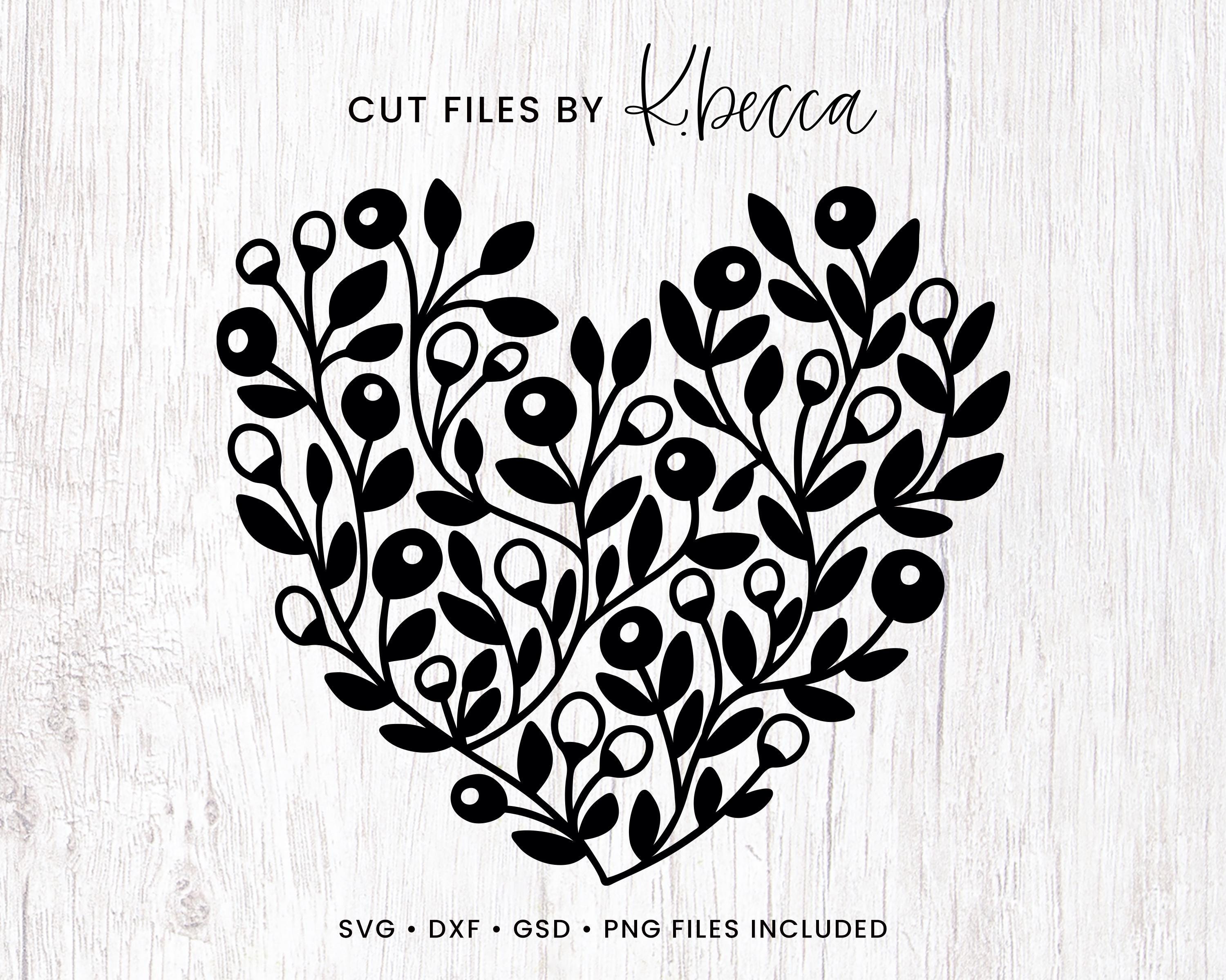 Heart SVG Cut File, Hand Drawn Heart SVG, Floral Heart Cut File ...
