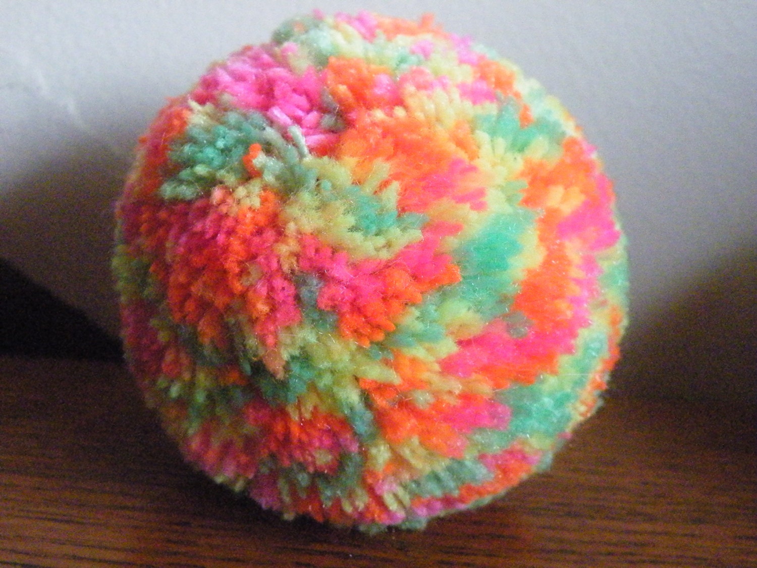 3 inch Yarn Pom Pom Ball Cat Toy Handmade Neon Ombre With or Etsy