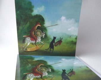 Single Greetings Card: "Don Quixote and Sancho Panza Happening Upon 'Giants'"