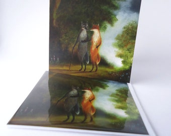 Single Greetings Card of an original painting: "The Morning Walk (Loosely after Gainsborough)""